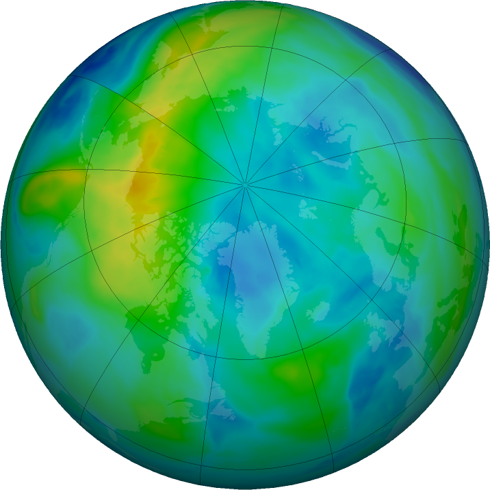 Arctic ozone map for 18 October 2021